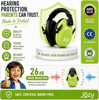 Jozy Noise Canceling Headphones for Kids, SNR 26dB Ear Protection for Autism, Sound Proof Sensory Muffs for Hearing, Concerts