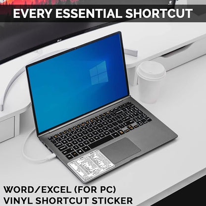 Synerlogic (100pcs) Word/Excel Windows Shortcut Sticker | Reference Guide Keyboard Shortcuts | Work from Home Essentials | Excel Shortcuts Cheat Sheet Laminated Vinyl (White/Small/100)