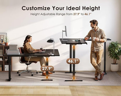 OffiGo 63 Inch Reversible L Shaped Electric Standing Desk, Height Adjustable Corner Stand up Desk, Ergonomic Large Lift Computer Table for Home, Office, Workstation, Black
