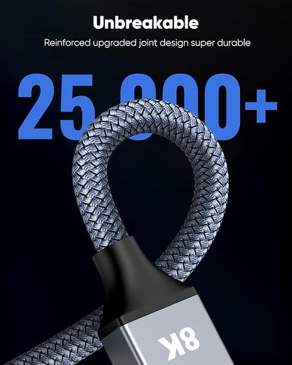 Capshi 75ft 8K 4K@120Hz HDMI Cable Long, Fiber Optic 48Gbps High Speed Cord for PS5/4, TV, Gaming Console, Monitor, 8K@60Hz, 2K@240Hz, 144Hz, Support HDR, eARC, DTS:X, HDCP 2.2 & 2.3, Grey
