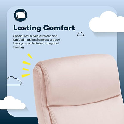 Serta Comfort Ergo Executive Office Chair, Ergonomic Mid-Back Design with Lumbar Support, Semi-Plush Double-Layer Seat Cushion, Padded Armrests, Swivel Metal Base, Soft Velvet, Pink