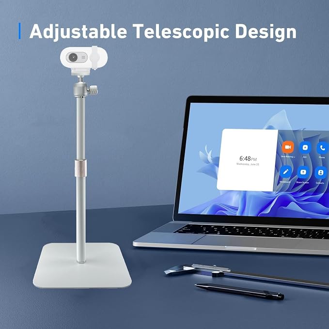 White Webcam Magnetic Stand Holder for Logitech Brio 100, Brio 300,Brio 500,C270,C310 webcams