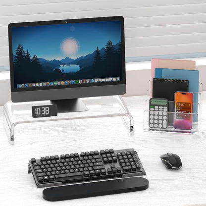Richboom Ergonomic Computer Keyboard Stand - Tilt PC Keyboard Stand Riser for Easy Typing, Acrylic Keyboard Tray Holder for Office Desk, Home, School, with Silicone Anti-Slip Case, Black