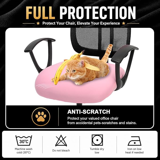 DIVA EN CAMINO DEC Stretchable Desk Office Chair Seat Cushion Covers - Universal Spandex Computer Chair Slipcover - Anti-Scratch Dogs, Cats, Pets Removable Washable Cushion Protectors