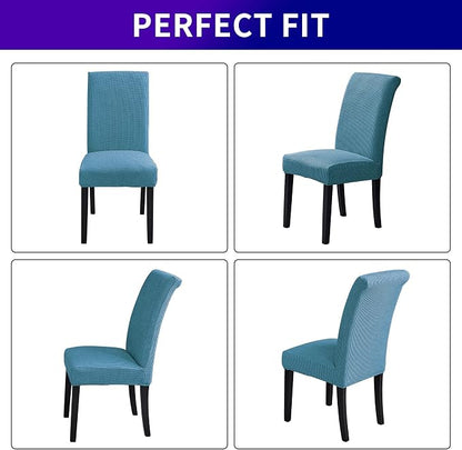Stretch Chair Covers for Dining Room Set of 6, Removable Washable Dining Room Chair Covers, Dining Chair Slipcovers Seat Protector, Great Decoration for Home and Banquet (Dusty Blue, 6 Pack)