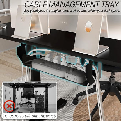 Kingant Standing Desk Height Adjustable Small Electric Stand Up Desks [40 x 20 Inch] - Ergonomic Sit Stand Desk Rising Desks for Home Office Computer Desk Stand Desk Workstation with Cable Management