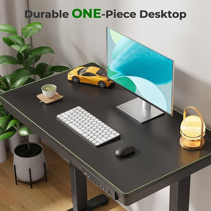 Electric Standing Desk with Drawer, 35" x 20" Whole Piece Tabletop Small Sit Stand Table, Height Adjustable Desk with Storage & USB Ports, Quick Install Home Office Computer Desk, Black