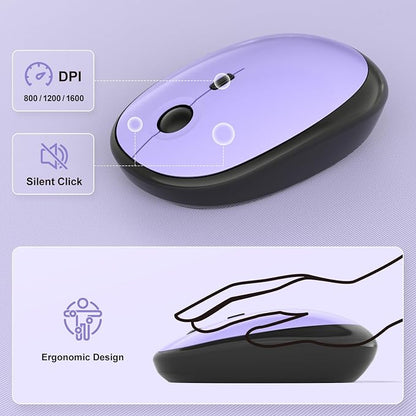 MOFII Wireless Keyboard and Mouse Combo,2.4G Typewriter Keyboard Quiet Mice | Retro Full Size Computer Keyboards,Cute Mouse,USB Dongle Plug and Play, for PC,Laptop,Desktop,Windows (Black Purple Gradient)