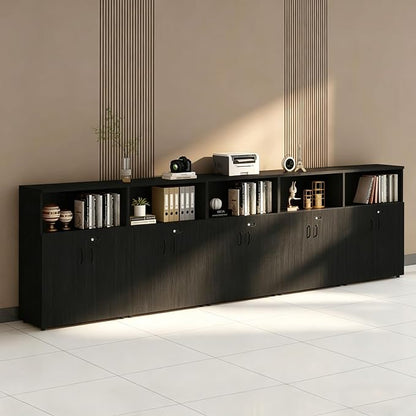 File Cabinet with Password Lock, Wood Lateral Filing Cabinet for Letter/A4 Files, 3 Drawer with Door, Printer Stand with Open Shelves for Home Office