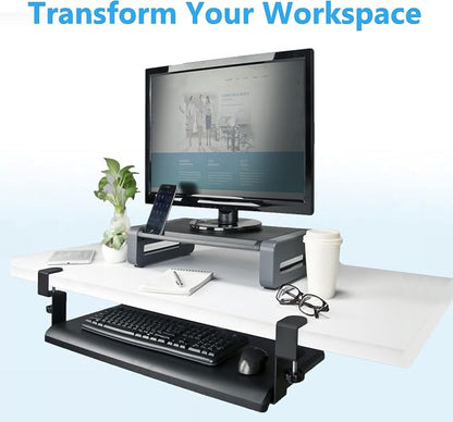 Max Smart Clamp On Keyboard Tray Under Desk, Keyboard Drawers, Keyboard Platforms, 20inch, Easy Assembly, Slide-Out Platform Computer Drawer for Typing