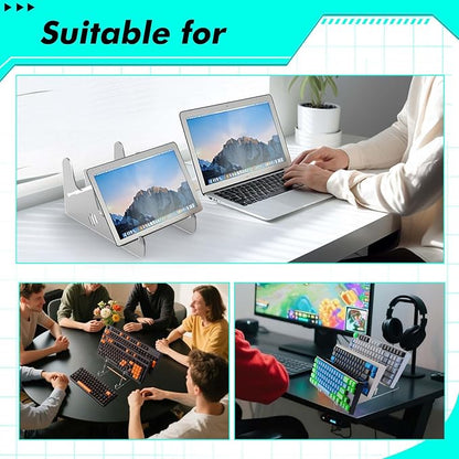 Acrylic Keyboard Display Stand Holder Mechanical Computer Stand Shelf for Desk Transparent Acrylic 3 Tier Keyboards Storage Holder Tray for Computer Tablet Picture Frame