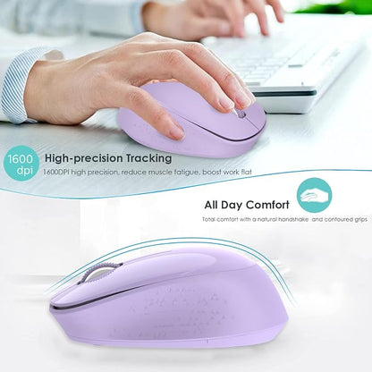 Leadsail Wireless Mouse for Laptop - 2.4G Silent Cordless USB Slim Wireless Optical Computer Mouse, 3 Buttons, 1600 DPI for Windows 10/8/7/Mac/Macbook Pro/Air/HP/Dell/Lenovo/Acer - Purple