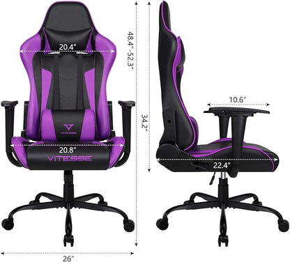 Gaming Chair,High Back Ergonomic Racing Gamer Chair with Lumbar Support and Headrest,Girl Computer Desk Chair with Height Adjustable(Purple)
