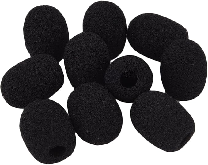 Sunmns 10 Pack Mini Small Size Lapel Headset Microphone Windscreen Foam Cover, Black