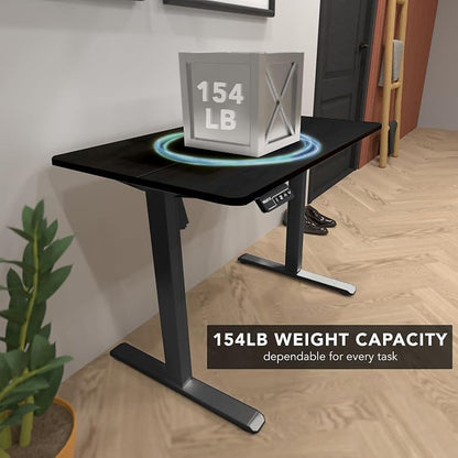 Mount-It! Electric Standing Desk Adjustable Height 40x24 – Compact Sit Stand Desk with Memory Presets, Home Office Workstation, Ergonomic Small Computer Table, Black Frame and Black Top