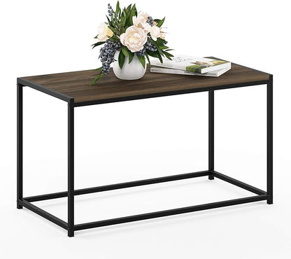 Furinno Camnus Coffee Table, Metal Frame Rustic Brown Coffee Table, Rectangular Wide Side Table, Easy Assembly, for Living Room, Bedroom, Home Office, Brown Walnut