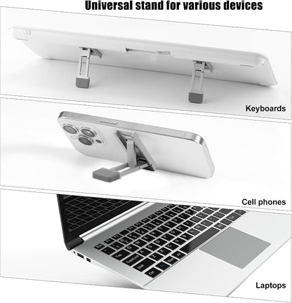 Gosknor 2pcs Foldable Keyboard Riser Stand for Desk, Adjustable Tilt & Portable Mini Laptop Feet Ergonomic Computer Keyboard Lift with Anti-Slip Pads Office Accessories (Silver)