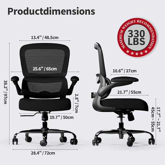 TRALT Office Chair - Ergonomic Desk Chair with Adjustable Lumbar Support, Mesh Computer Chair, Executive Chairs for Home Office Comfortable Lumbar Support Black Pack of 3