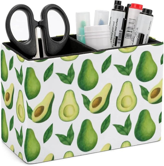 Niapessel Pencil Holder for Desk, Avocado Pen Holder Storage Desktop Pen Organizer Desk Pencil Organizer Makeup Brush Holder for Office School College Leather