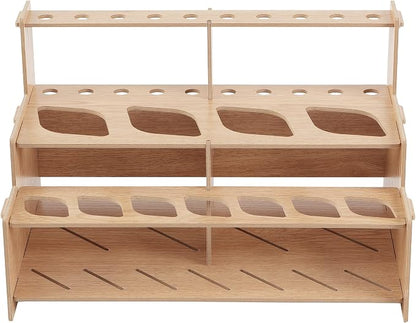 HG Art Concepts Mezzo Artist paint and Brush Rack - Wood Grain Laminate Multi Layer Desk Stand Professional Storage Display Organizer for paintbrushes and paint Tubes - Straight Rack 1