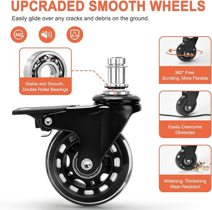 JOSTZHXIN Office Desk Chair with Wheels, Rolling Stool with Backrest Height Adjustable, Swivel Stool with Low Back Lumbar Support, Square PU Leather Swivel Chair with Back (3.2-in PU Wheel)