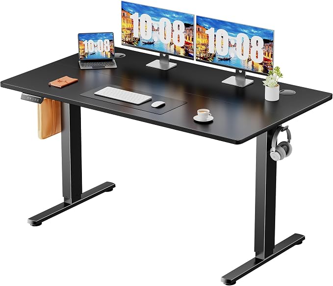 Sweetcrispy 48 Inch Electric Standing Desk, Height Adjustable Sit Stand Up Desk, Computer Workstation Home Office Gaming Rising Table with Memory Preset Splice Board,Black