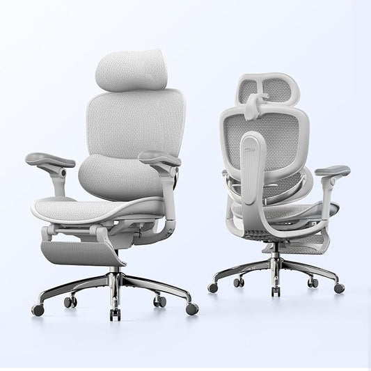 SIHOO Doro C300 Pro V2 Ergonomic Office Chair with Footrest & Full-Body Adaptive Support, 8D Armrests & Breathable Mesh, Comfy High Back Computer Desk Chair for Long Hours, 135° Recline (Grey)