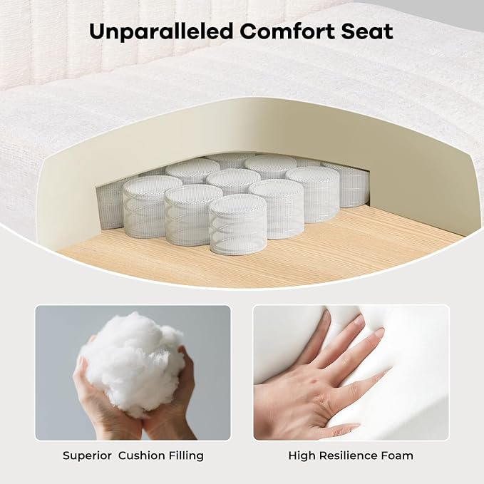 Convertible Base Criss Cross Office Chair with Pocket Springs & Thicker and Wider Cushions, Armless Criss Cross Chair Relieves Back Pain, Swivel Vanity Chair for Living Room/Office, White
