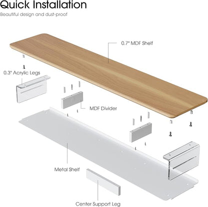 Fenge Monitor Stand Riser, Acrylic Computer Stand, Desktop Oraganizer Stand, Acrylic Laptop Stand Riser with Storage Desk Organizer Accessories (Dark Oak, 42.5in)