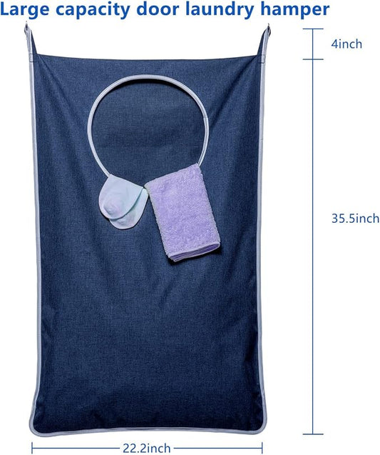 KEEPJOY 2 Pack Large Hanging Laundry Hamper Bag, 35x21.6 Inch Oversized Clothes Hanging Laundry bag with Hooks, Perfect for Managing Dirty Clothes Storage Bag (Blue,2-Pack)