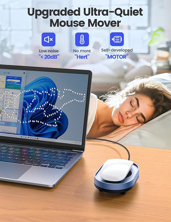 Vaydeer Undetectable Mouse Mover, M3 Mouse Jiggler Device with ON/Off Switch, Driver-Free Shaker Wiggler Mouse Movement Simulation for Computer Awakening, Gift Ideal for Men/Women (River Blue)