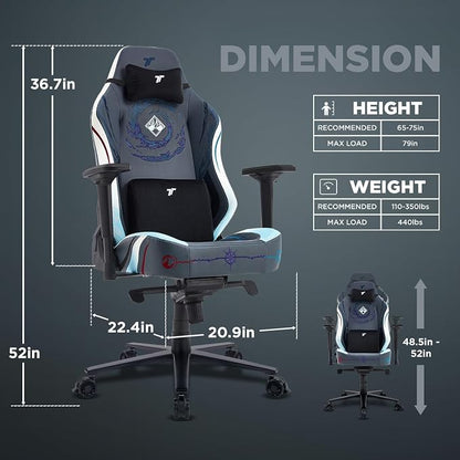TTRACING Jujutsu Kaisen Gojo Gaming Chair with Spring Cushion | Premium leather & steel frame, ideal for anime setups or home office. Features 155° recline and 440lbs weight capacity.