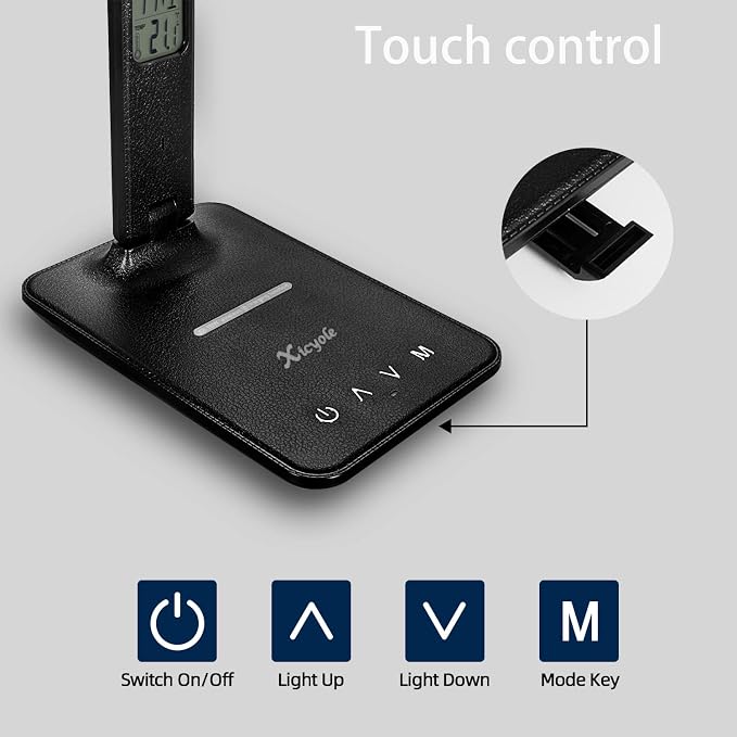 Desk lamp,LED Lamp with Wireless Charger,USB Charger Port,Touch Control,3 Color Modes,5 Brightness Levels,Eye-Protecting Table Lamp,Led Lights for Bedroom,Home,Office,Black