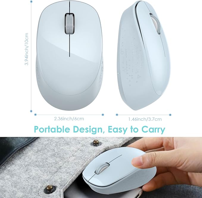LeadsaiL Wireless Mouse for Laptop, 2.4GHz Silent USB Mouse, Slim Optical Mouse with 3 Buttons, 1600 DPI, Works with Windows, Mac, Chrome OS, Linux
