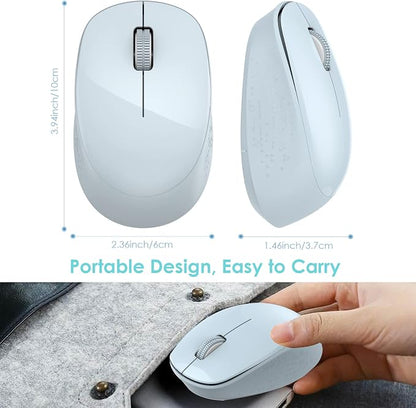 LeadsaiL Wireless Mouse for Laptop, 2.4GHz Silent USB Mouse, Slim Optical Mouse with 3 Buttons, 1600 DPI, Works with Windows, Mac, Chrome OS, Linux