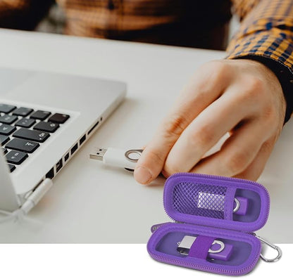 USB Flash Drive Case, SD Card Holder Compatible with Thumb Drive, Memory Cards, SDXC SDHC Storage Bag, Electronic Accessories Organizer for SanDisk for Samsung for Inland (Purple)