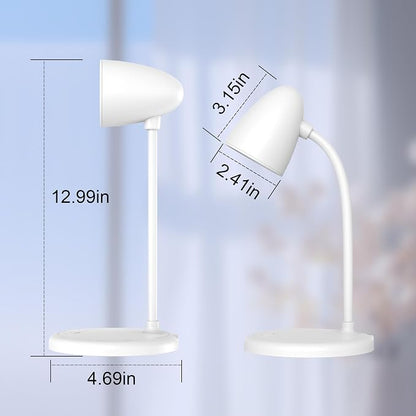 LED Desk Lamp for Home Office,3 Light Colors,Table Lamp,Dimmable Reading Light for Bedside Small Desk Lamp for College Dorm Room,Bedroom Desk Light,White