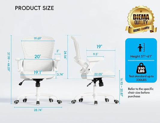 TRALT Office Chair - Ergonomic Office Chair with Back Support, Home Office Desk Chairs, Comfy Desk Chair, Computer Chair, 330lbs Wide Seat Big and Tall Office Chairs for Gamers(White)