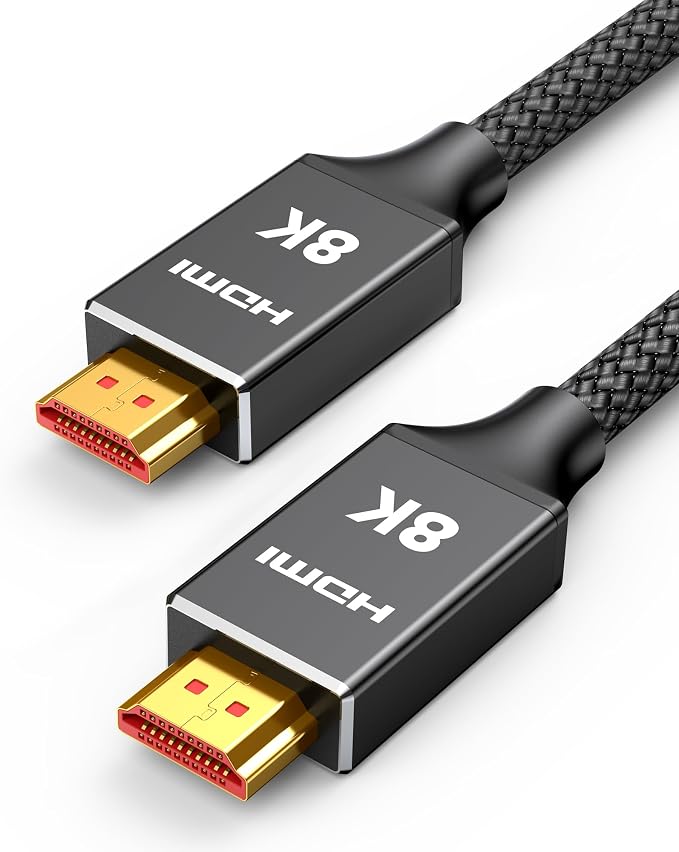 Capshi 2ft 8K 4K@120Hz HDMI Cable 2.1, 48Gbps High Speed Cord | for PS5/4, TV, Gaming Console, Monitor, 8K@60Hz, 2K@240Hz, 144Hz, Support HDR, eARC, DTS:X, HDCP 2.2 & 2.3, Braided, Black
