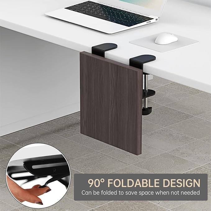 Sisyphy Ergonomics Desk Extender Tray, 9.5x9.1" Punch-Free Clamp on, Foldable Keyboard Drawer Tray, Table Mount Arm Wrist Rest Shelf, Computer Elbow Arm Support