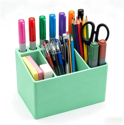 Adoric 3D Printed PLA Desk Organizer, Multifunctional Pen Holder with 7 Slots & 3 Compartments for Office, School, Makeup Brushes
