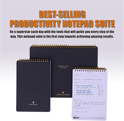 Productivity Notepad Suite - Bestselling Set Of 3 Notebooks, Including Weekly Planner, Goal Setting & 1:1 Meeting Notes- Keep Your Daily Projects, Clients, Meal & Responsibilities Organized