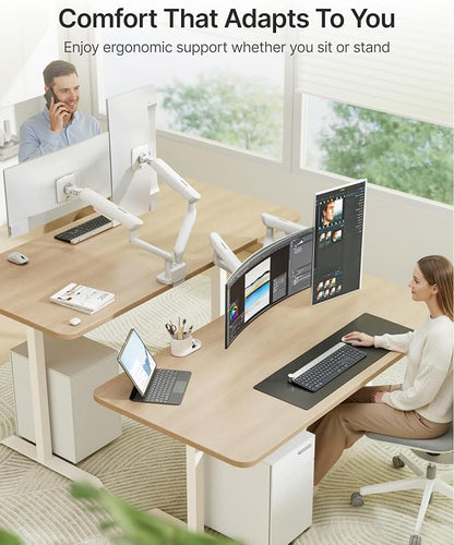 monTEK Dual Monitor Arm with USB, Mechanical Spring Desk Mount for 17 to 35 Inch Screens, Smooth Precision Bearings, Holds up to 26.4 lbs Per Arm, C-Clamp/Grommet Base, Perfect for Office Workspaces