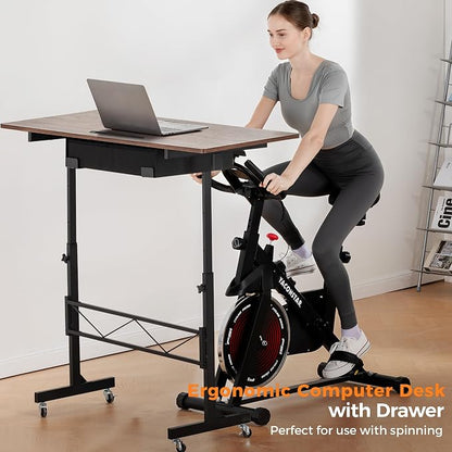 GTPLAYER Small Standing Desk Adjustable Height Small Computer Desk Mobile Portable Rolling Laptop Table with Wheels 32" Computer Workstation Sit Stand Desks Portable Standing Table Treadmill desks