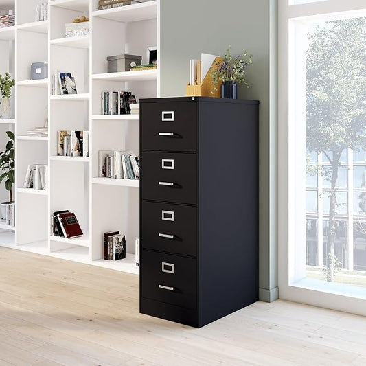 STAPLES Commercial 4 File Drawer Vertical File Cabinet, Locking, Black, Legal, 26.5" D