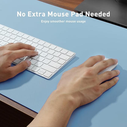 Aothia Faux Leather Desk Mat for Keyboard & Mouse (Sky Blue, 31.5" x 15.7") | Creates One Clean Surface For Your Keyboard, Mouse And Laptop, Helping Keep Your Workspace Organized Every Day