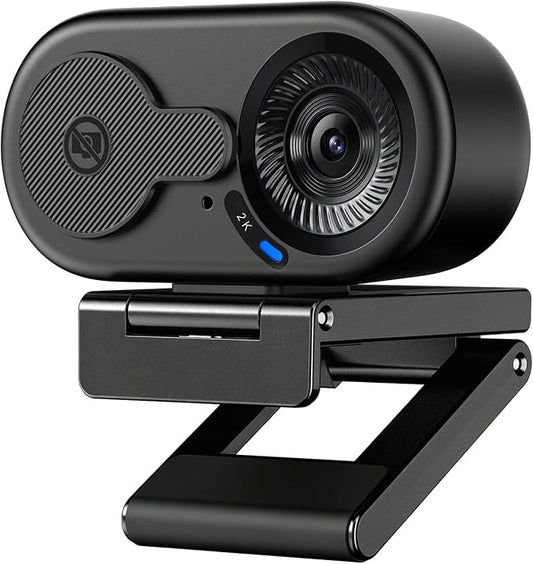 EMEET C100 2K Webcam for PC, Built-in Mic, Rotating Privacy Cover, Portable Metal Clip, Computer Camera for Home Office, Meetings, Learning, Streaming, External Webcam for Desktop, Laptop, PC USB-A