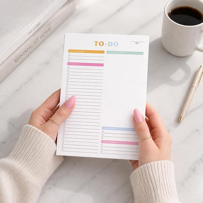 ThreeKin Collective To Do List Planner, Joyous Affair, 6 x 9 in, 50 Sheets, Daily Productivity Tear Off To List Notepad for Work, School & Home