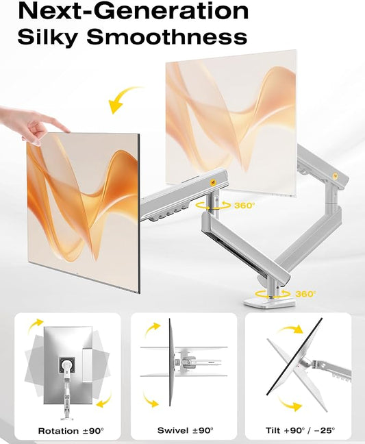 NB SmooVex™ Single Computer Monitor Mount, Monitor Stand fits up to 32 Inch, Mechanical Spring Monitor Arm, VESA 75/100 mm, Model-A5 (Silver)