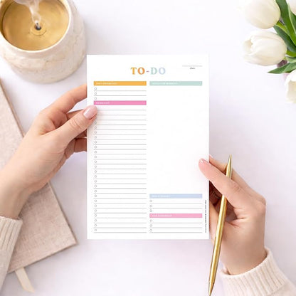 ThreeKin Collective To Do List Planner, Joyous Affair, 6 x 9 in, 50 Sheets, Daily Productivity Tear Off To List Notepad for Work, School & Home